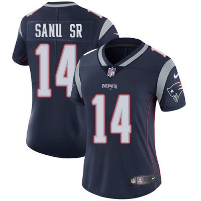 Nike New England Patriots #14 Mohamed Sanu Sr Navy Blue Team Color Women's Stitched NFL Vapor Untouchable Limited Jersey